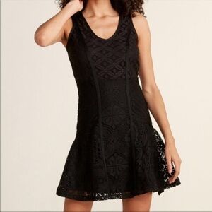 Desigual by Christian Lacroix Collab Black Lace Fit and Flare Zip Dress, S‌‌‌‌‌‌